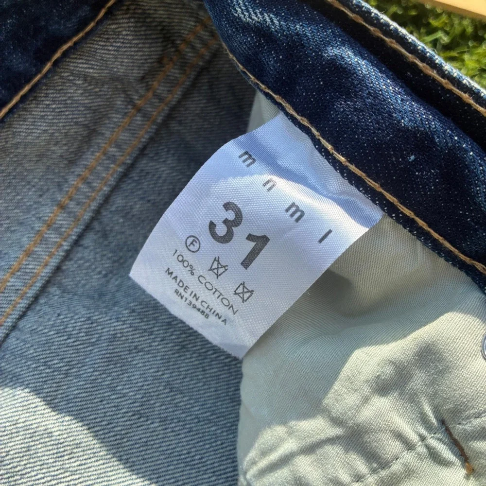MNML Mens 32x34 Slim Fit Straight Leg Denim Jeans Light Wash Faded Blue